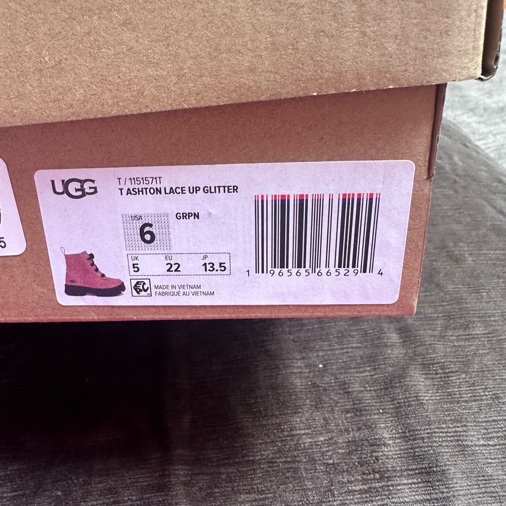 UGG Kids Ashton Glitter Lace-Up Boots - Pink